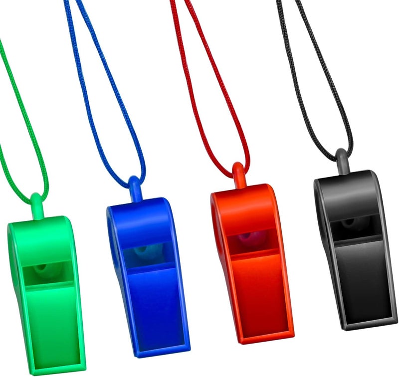 Arbootjin Whistle,4 Pack Plastic Whistles Emergency Whistles Sports Whistles with Lanyard Loud Crisp Sound Coach Whistle Great for Coaches, Referees,and Officials (4 Colors) - Image 1